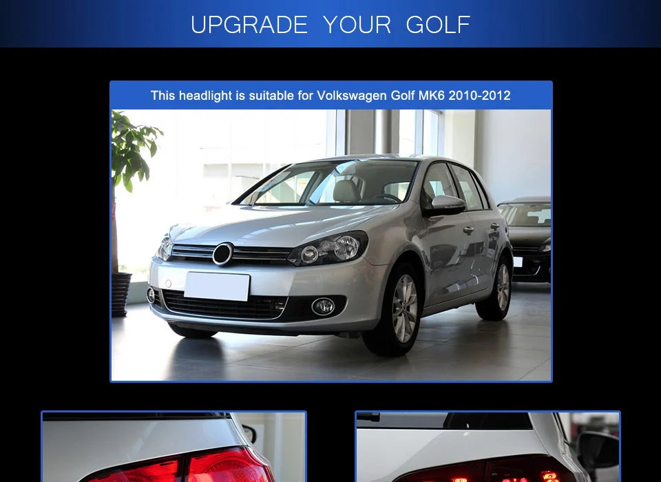 Задние фонари для VW 2009-2012 Golf 6 R20 DRL дневные ходовые огни Задний фонарь светодиодный Биксеноновая лампа Противотуманные фары тюнинг автомобильные аксессуары