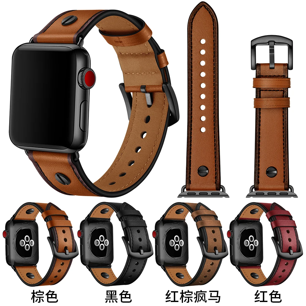 Ремешок для Apple Watch 5 38 мм 42 ремешок из натуральной кожи iWatch 40 44 Series5 4 3 2 браслет