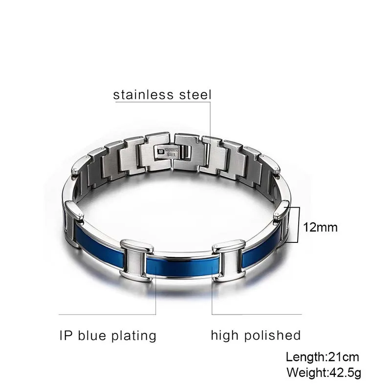 FXM браслет из нержавеющей стали manbracelet популярный браслет человек один стальной материал 21 см длина 42 г синий камень