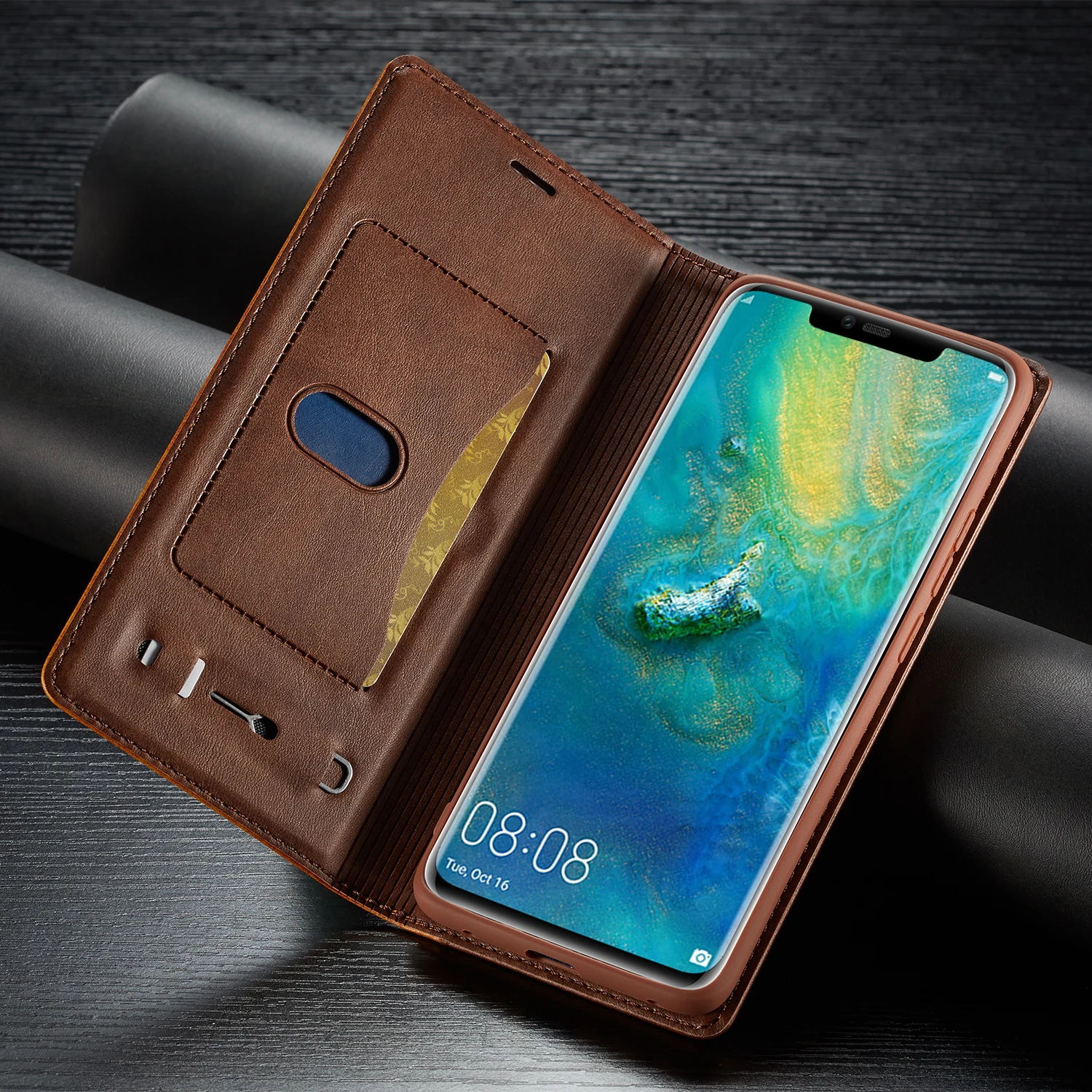 

Magnet Leather Wallet Case card slot flip cover For Huawei mate20 Pro