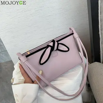 

Women Handbags Splicing Color Lady PU Leather Bow Shopping Shoulder Totes Bag Youth Ladies Simple Versatile Bag