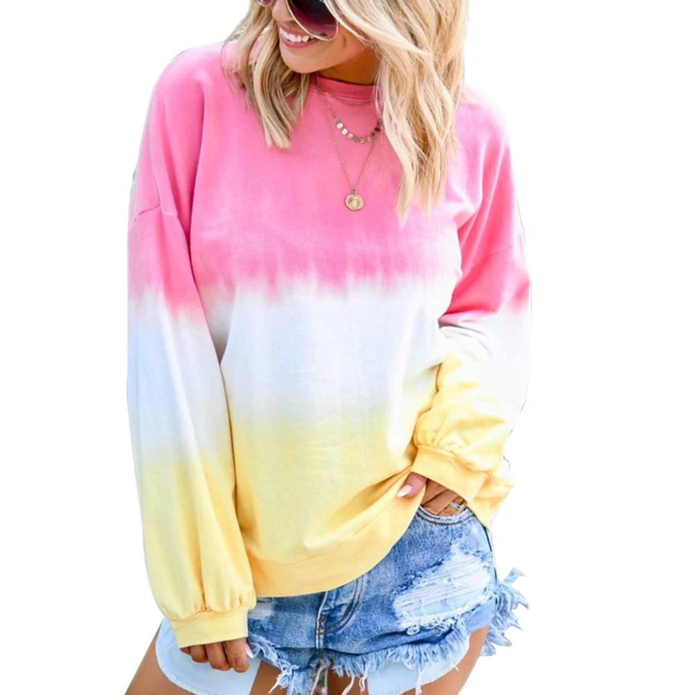 XUXI Women New 2019 Leisure Summer Female Circle Long Ladder Rainbow Printed T-shirt Ladies Belt Soft TShirt FZ782 | Женская одежда