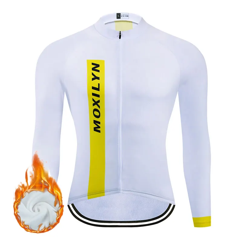 Winter jersey 3 Moxilyn, Мужская футболка с длинным рукавом для велоспорта, быстросохнущая велосипедная рубашка на молнии, Джерси для горного велосипеда, одежда для MTB, зимняя теплая одежда - Цвет: Winter jersey 3