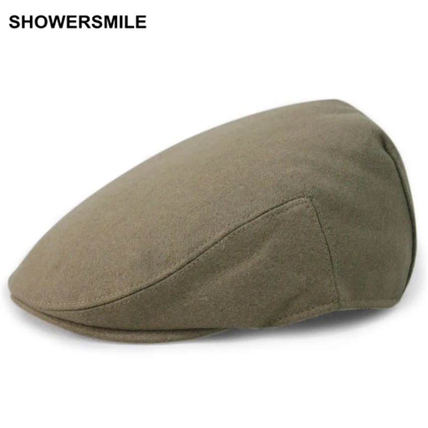 Брендовый берет SHOWERSMILE Мужская зимняя плоская шапка однотонная Повседневная