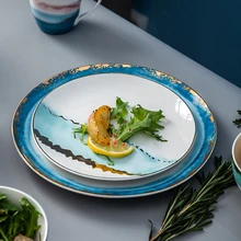 Керамические золотистые тарелки Посуда для домашнего украшения фарфоровая тарелка блюдо для торта Кондитерская тарелка для фруктового торта миска для рисового супа чайная чашка для воды, кружка