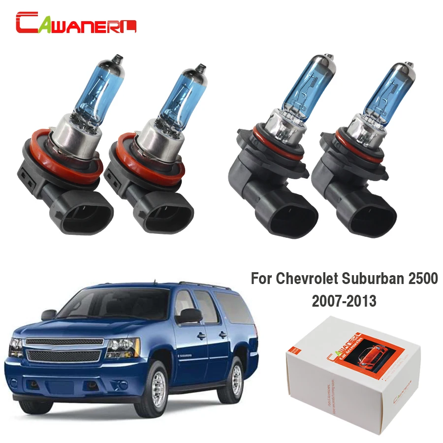 Cawanerl 4 Pieces 100W Car Headlight High Low Beam Halogen Lamp 4300K 12V For Chevrolet Suburban 2500 4-Door 6.0L 2007-2013 | Автомобили и