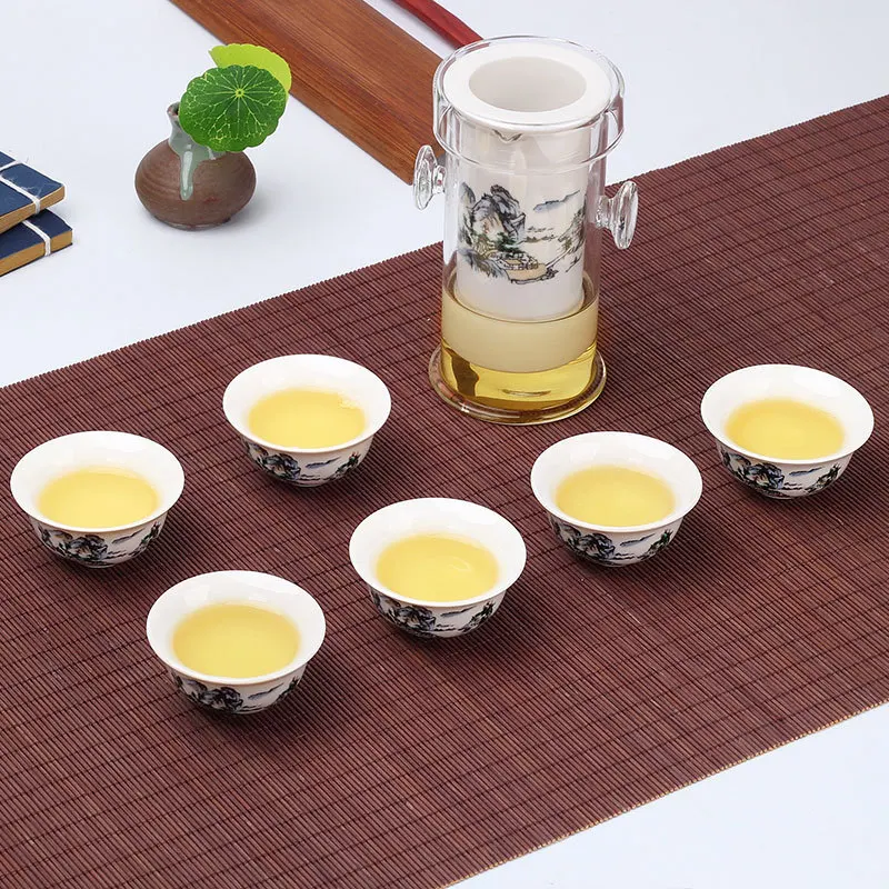 Heat-Resistant Glass Tea Set with Cup, Chinese Kung Fu Flower, Ceramic Teapot with Filter Kettle, 240ml