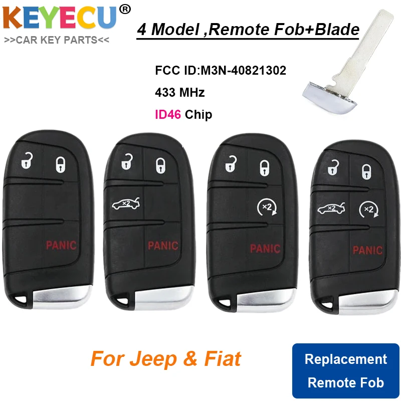 KEYECU умный Автомобильный ключ дистанционного управления для Fiat 500 500L 500X Jeep Compass 2017