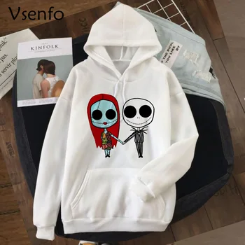 

Jack Skellington Hoodies Jack and Sally Women's Sweatshirt Autumn Winter Pullover Nightmare Before Christmas Halloween