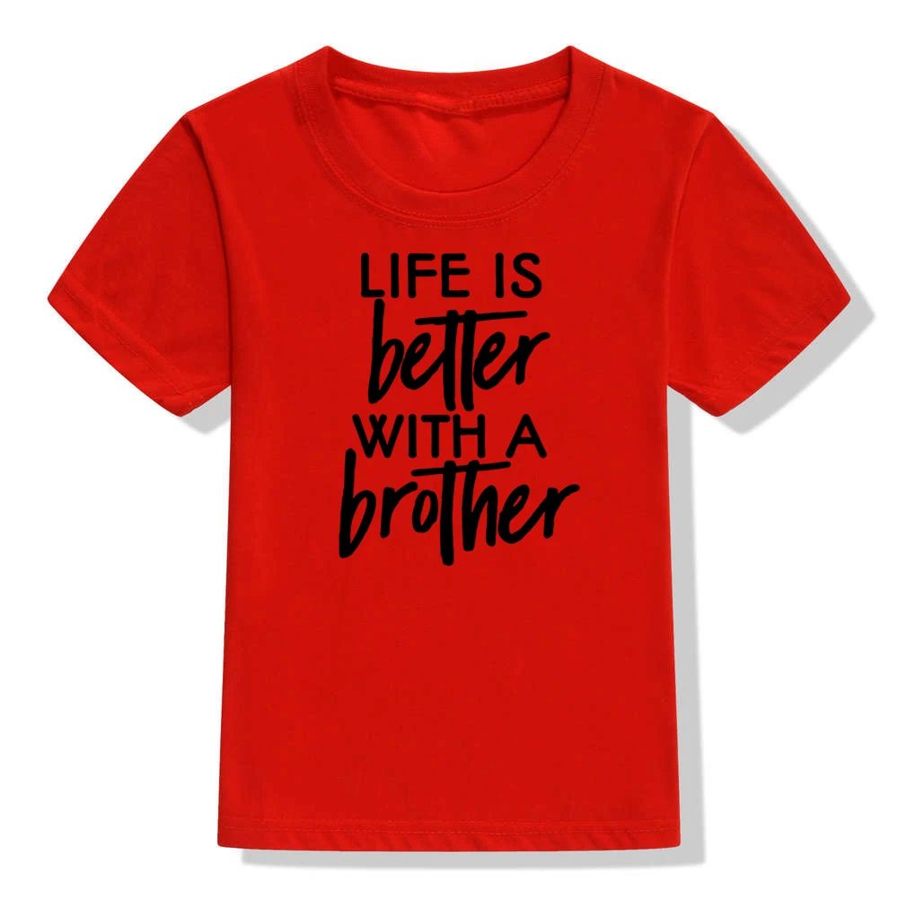 Семейная футболка с принтом «Life Is Better»/«swetter with A Brother»/«Sibling» для детей забавная футболка для маленьких мальчиков и девочек - Цвет: 51P8-KSTRD-