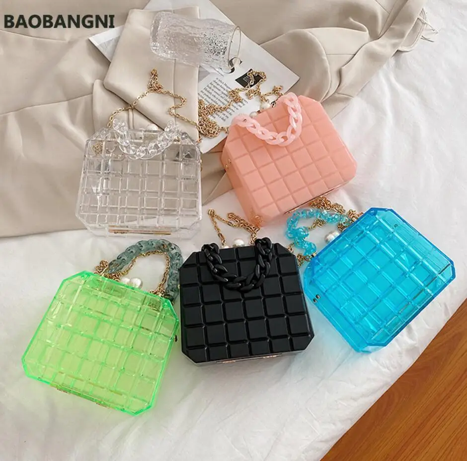 

Acrylic Transparent Box Tote bag Summer New High-quality PVC Women's Designer Handbag Chain Shoulder Messenger Bag Purses
