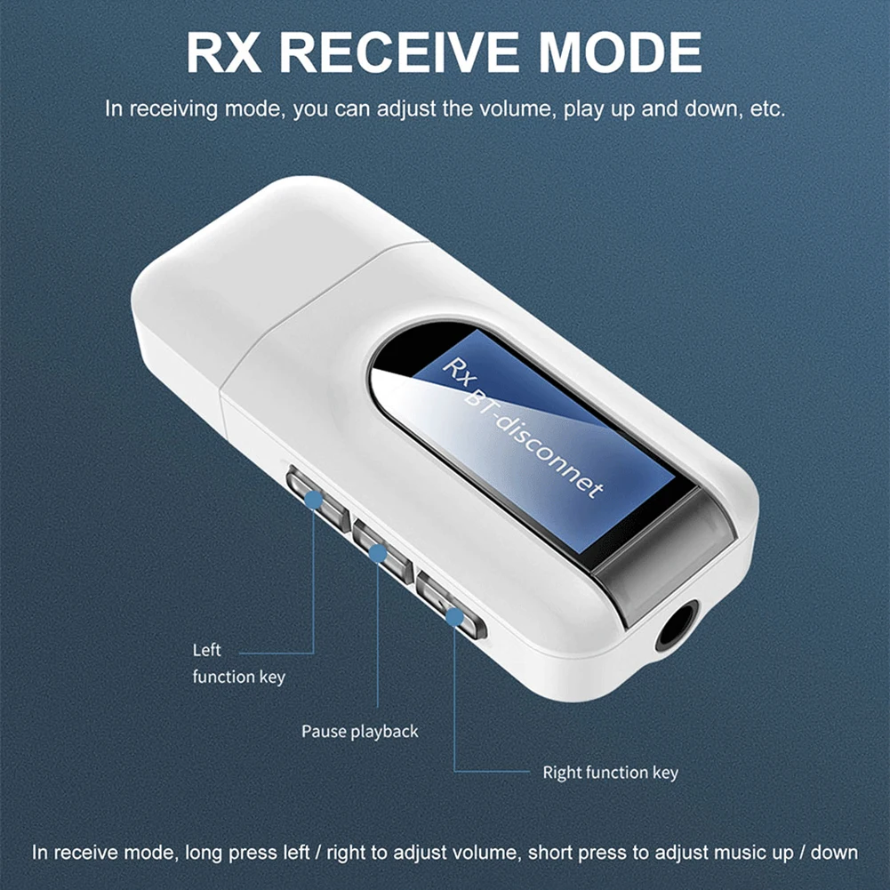 Tasa de descuento 2 en 1 transmisor de Audio inalámbrico receptor pantalla LCD USB Bluetooth 5,0 Dongle estéreo USB música adaptador inalámbrico dmx5MnK1Xq8