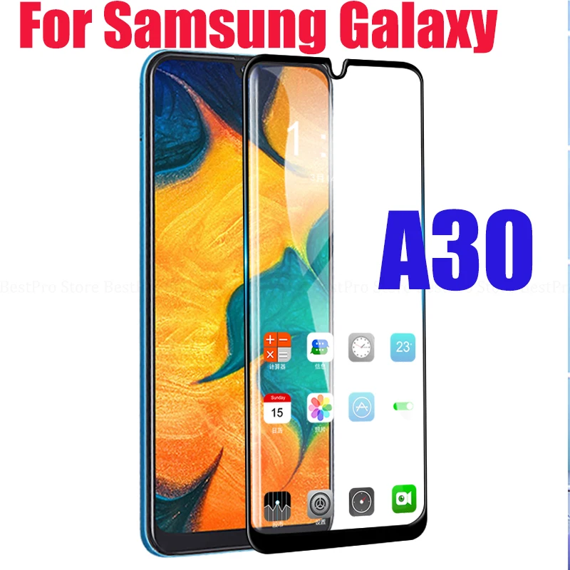 

For Samsung Galaxy A30 Full Cover Tempered Screen Protector Tempered Glas On For Galaxy a30 a30 30a A305F 6.4 inch case Film A30