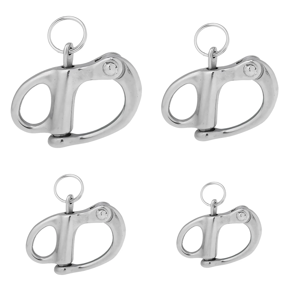 B Blesiya 4 Pieces 32mm Durable 304 Stainless Steel Fixed Bail Quick Release Snap Shackle for Kayak Sailboat Yacht Sailing Hardware 