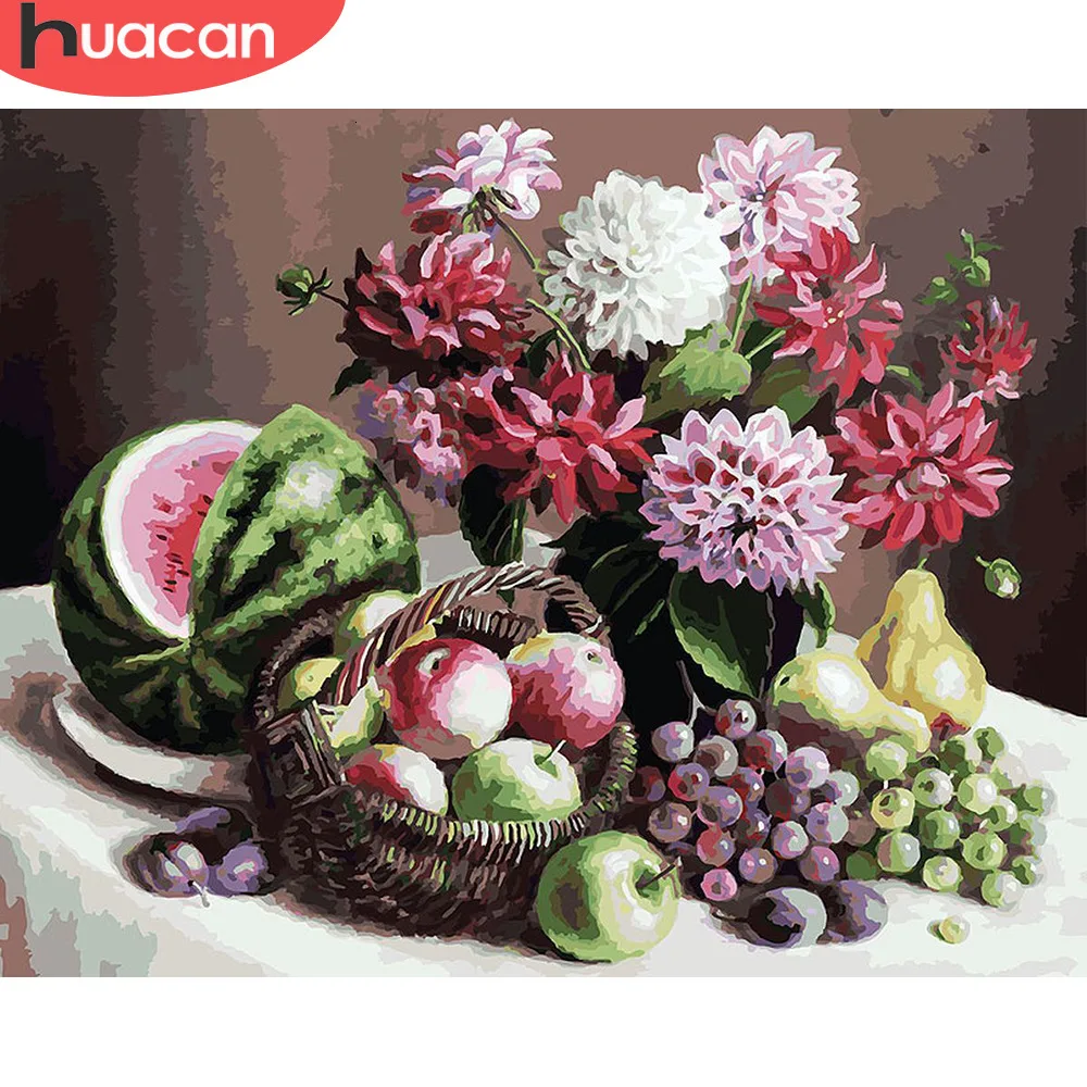 HUACAN живопись по номерам фрукты ручная роспись наборы для рисования холст DIY Масляные картины цветок украшение дома Художественный подарок