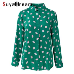 SuyaDream chemisier imprimé en soie, crêpe, manches longues, chemisier de bureau avec col rabattu, chemise automne hiver 100% pour femmes 