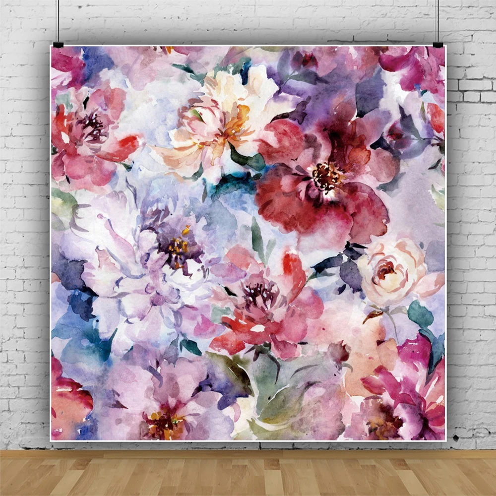 

Фон для фотосъемки новорожденных с винтажными цветами акварелью