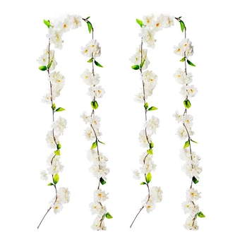 

Artificial Cherry Blossom Vine White Petal Flowers Forever Plants Garland for Art Home Decoration Wedding Party Garden Office 2