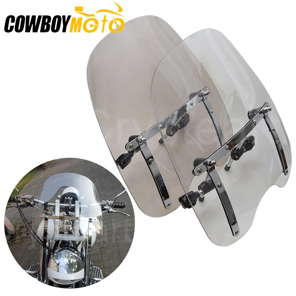 

Universal Motorcycle Windshield Windscreen 1"&7/8" Handlebar For Honda Suzuki Yamaha Harley Dyna Fat Street Bob Custom FXDF FXDB