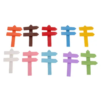 

10Pcs/set Mini Fairy Garden Ornament Wooden colorful Sign post Fence Miniature Landscape Signpost Home Decoration Craft DIY