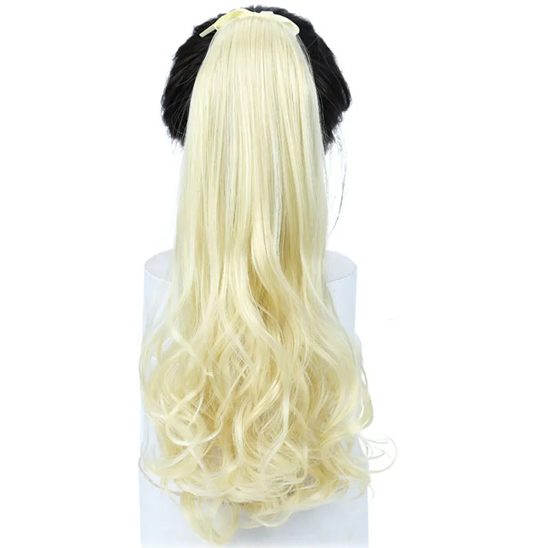 Синтетический длинный кудрявый шнурок волос конский хвост клип в наращивание волос Высокая температура волокна поддельные волосы кусок для женщин LUPU парик - Цвет: 102
