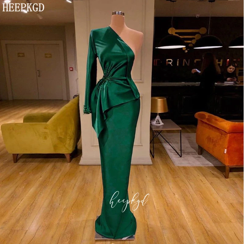 Manche Longue Robe SatinÃ©e Verte Robes Longues En Satin Robe