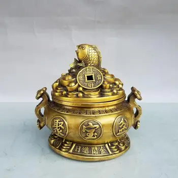 

wedding decoration Chinese Feng Shui Seikos Brass Ruyi Fish Cornucopia Incense Burner The meaning of rijindoujin