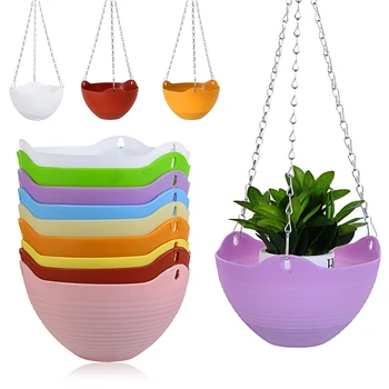 

Hanging Chain Flower Pot Plastic Planter Basket Garden Flexible Home Decor Wall Decoration Plant Hanger water network basin