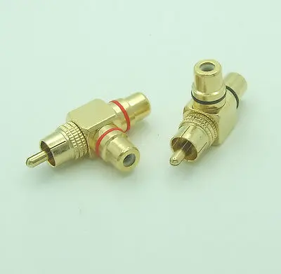 

DHL/EMS 40pcS High Quality Gold 1 Male to 2 Female Video Audio Splitter RCA Adapter-A8