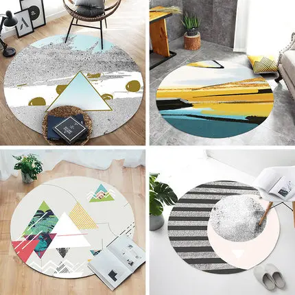 Nordic Round Carpet Modern Geometry Bedroom Living Room Computer Chair Yoga Mat