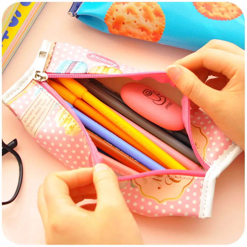 Корейский креативный школьный чехол для карандашей в виде макарон милый из