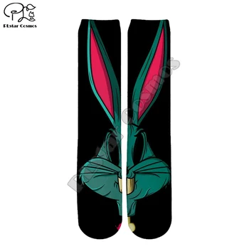 

PLstar Cosmos Cartoon Anime Funny Colorful Unisex Bugs Bunny Kawaii casual 3DPrint Women/men/boy/girl Cotton Ankle Socks style-1
