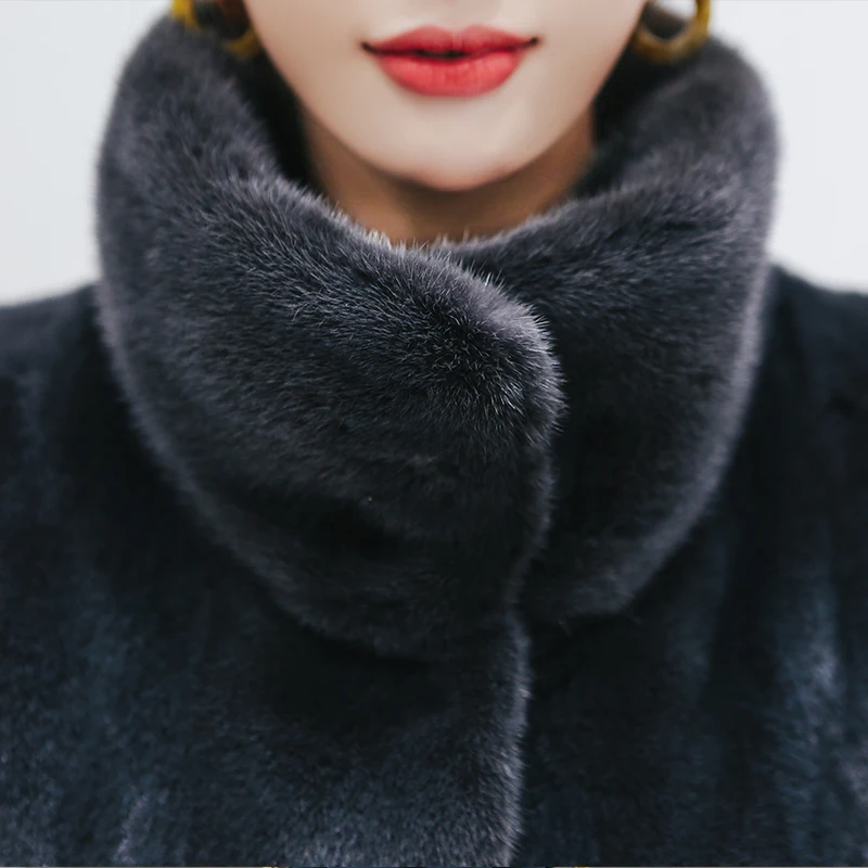 winter new whole mink fur coat female long section slim slimming mink fur coat jacket
