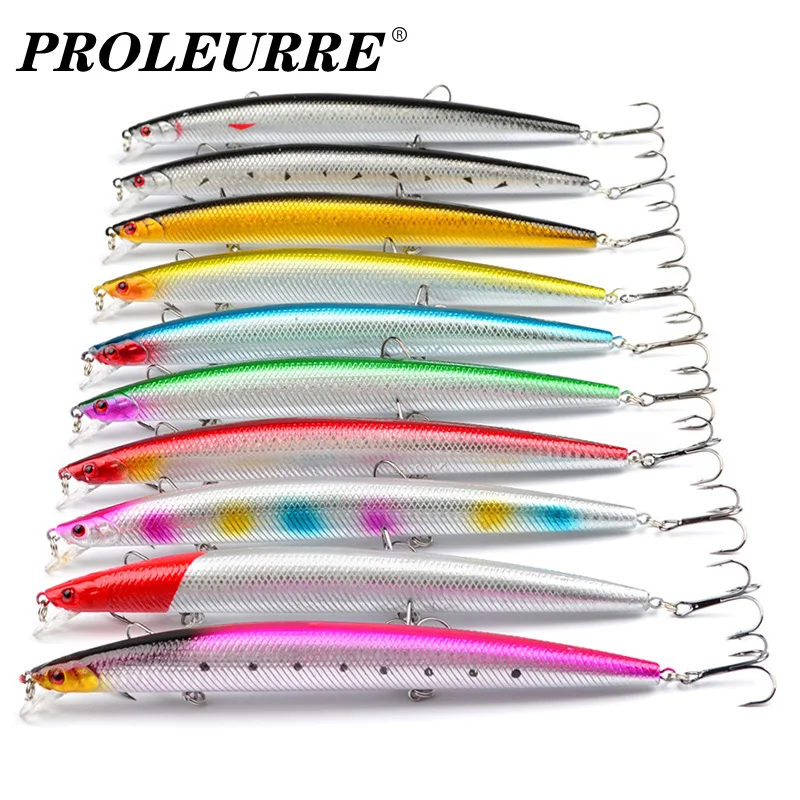 10pcs/Lot Mixed Color Minnow Fishing Lures Set 18cm 24g High Carbon Steel Treble Hooks Lifelike Fake Bait Bass Wobbler Crankbait