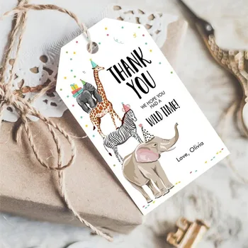 

Baby Shower Favor Tags Birthday Party Gift Tags Wild One Animals Thank You Tags Wild Time Gift Tag