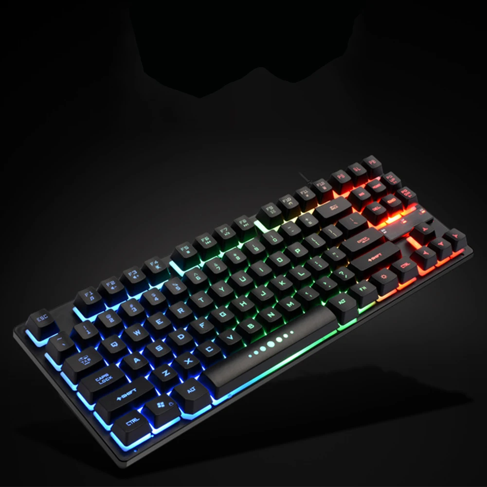 K87 USB Проводная Механическая клавиатура игровая ПК клавиатура с RGB 3 цвета подсветка 87 клавиатуры