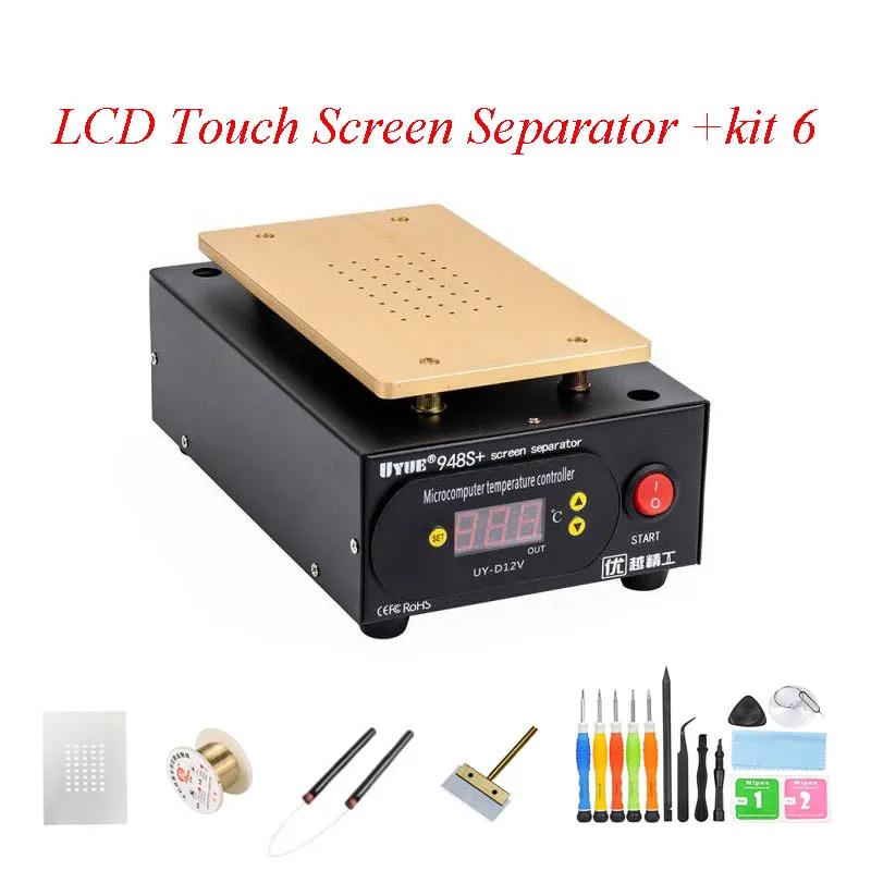 machine and kit 6 UYUE 948S+ lcd сенсорный экран Сепаратор машина комплект встроенный вакуум для iPhone samsung htc HUAWEI телефон Переднее стекло Ремонт - Цвет: machine and kit 6
