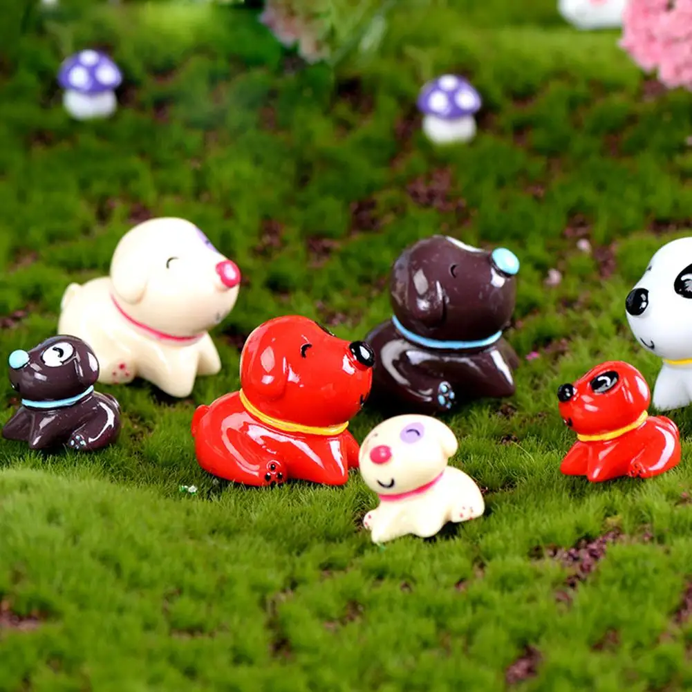 

4Pcs Cute Resin Dog Puppy Miniature Doll Model Landscape Furnishings Home Decor