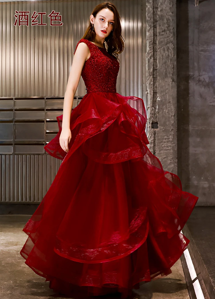 Robe De Soiree Новое Элегантное серое кружевное платье для выпускного вечера сексуальное с открытой спиной без рукавов ТРАПЕЦИЕВИДНОЕ длинное вечернее платье для банкета - Цвет: Бургундия