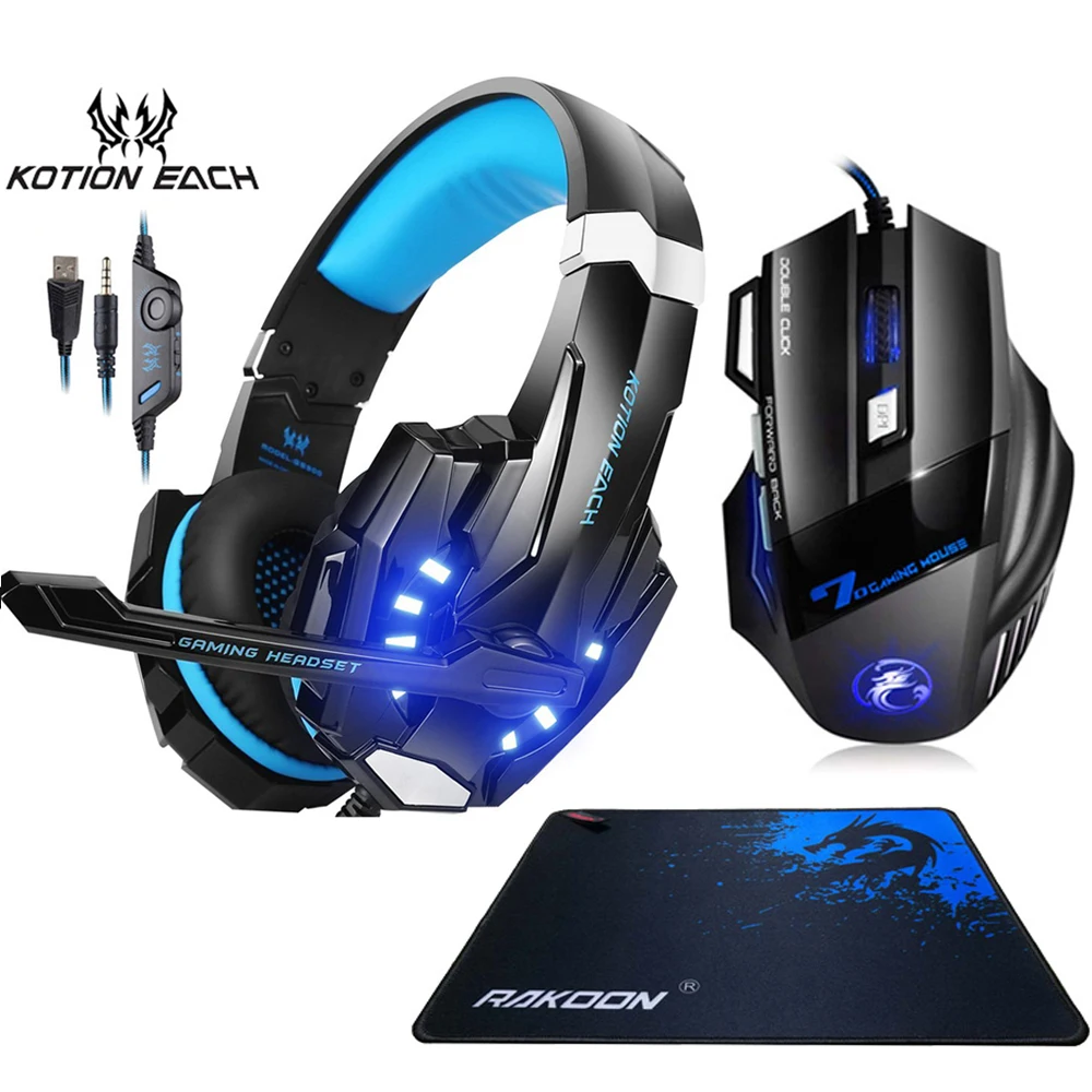 Игровая гарнитура Kotion EACH G9000 стереонаушники с глубокими басами и микрофоном