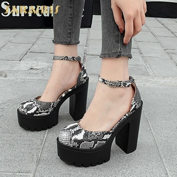 

Sarairis 2020 Hot Sale Square High Heels Summer Sandals Women Shoes Buckle Strap Platform Mix Color Shoes Lady Pumps Female