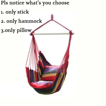 The 2020 New Hammock Chair Hanging Chair Swing Chair Seat With 2 Pillows For Indoor,Outdoor,Garden (can choose the wooden stick)