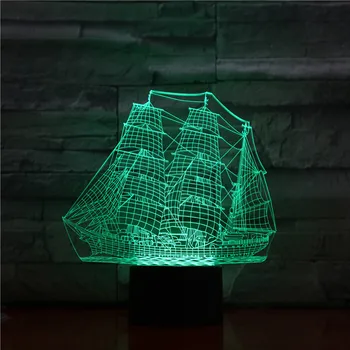 

Hot 3D LED Lamp Chinese Style Ancient Sailing Sea Boat Ship Multicolor luminari USB Night Light RGB Home Party Decor Light 1349