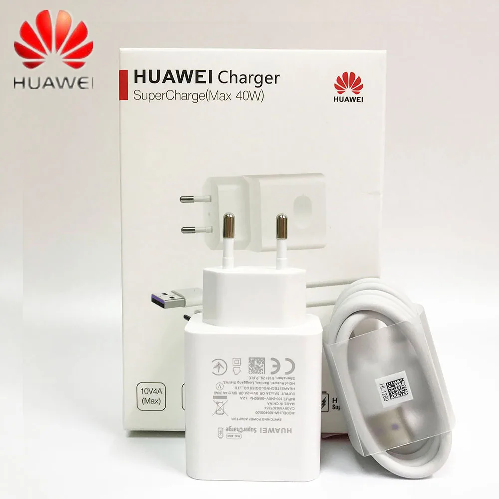 Huawei зарядное устройство 40 Вт оригинальный 10V4A Supercharge стандарта ЕС Быстрая Зарядка