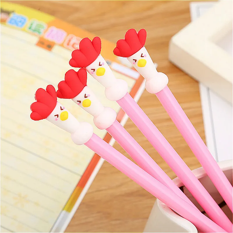 

2019 Hot Cartoon Red-headed Cock Gel Pen Colorful Creative Cartoon Ink Black Tools Student Writing Office Stationery