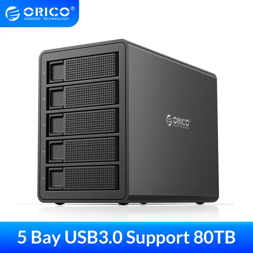 Док-станция ORICO 5 Bay для HDD 80 ТБ с двойным чипом встроенный жесткий диск 150 Вт чехол 2