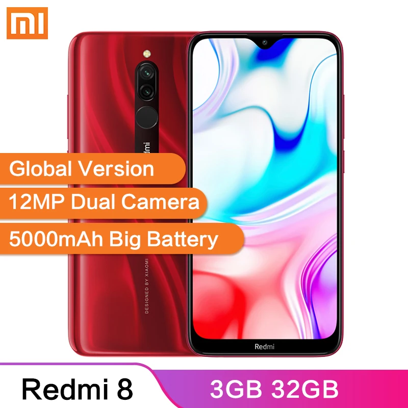 Xiaomi Redmi 8 с глобальной версией аккумулятор 5000 мАч быстрая зарядка смартфон 3 ГБ 32