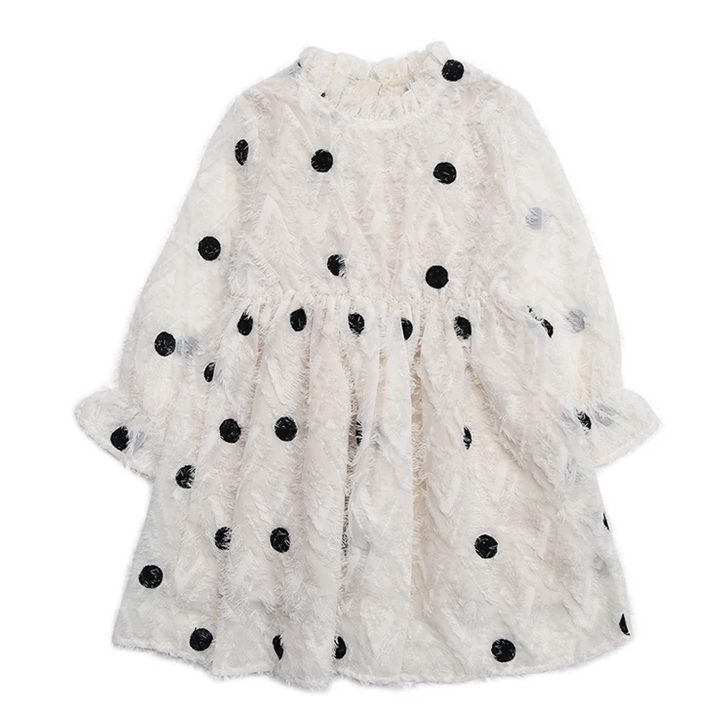 Платья для девочек Осенняя детская одежда красивое платье принцессы в горошек с длинными рукавами для девочек Одежда для детей