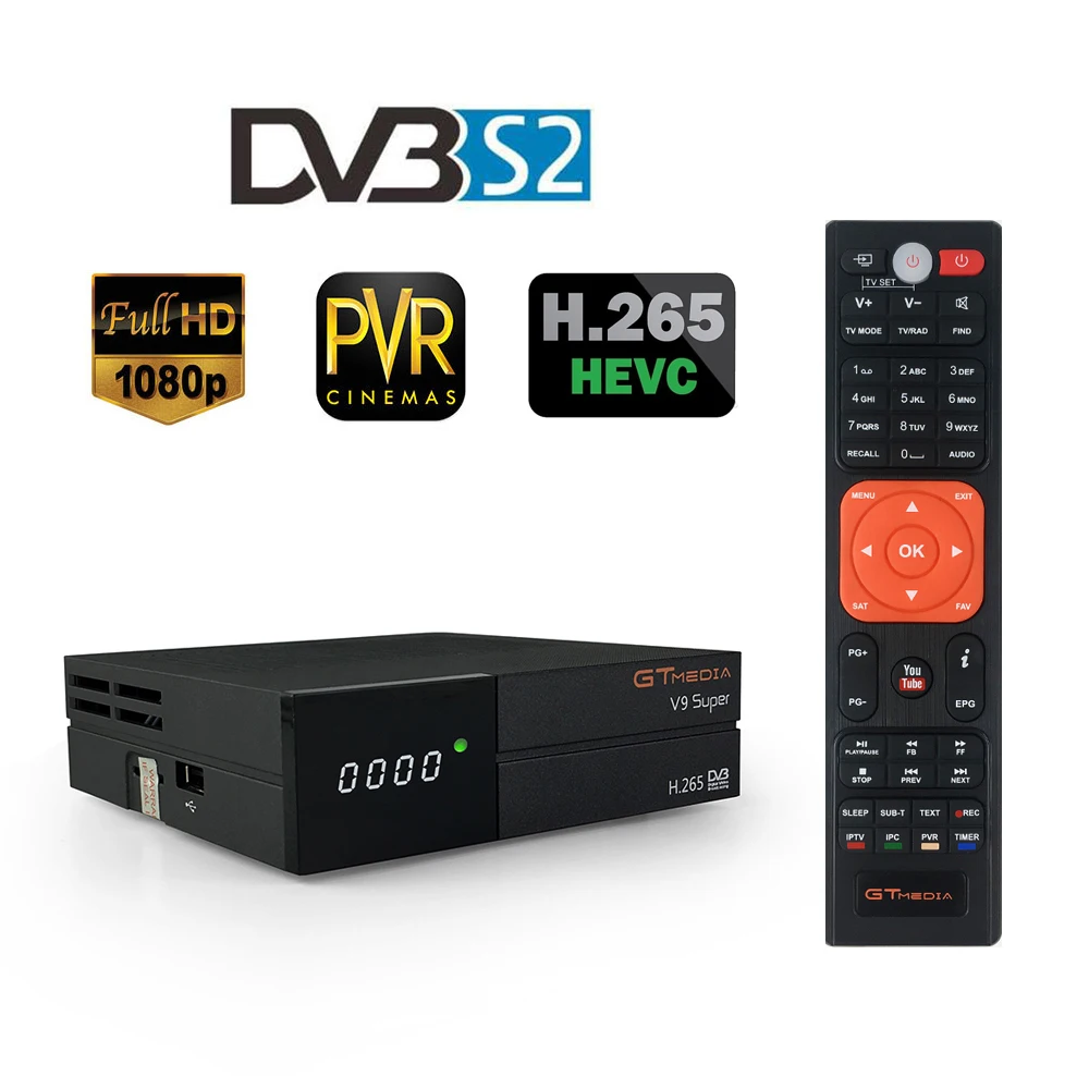 GTMEDIA V9 SUPER 1080P DVB-S2 TV Receiver HD Set Top Box Digital Video Broadcasting Receiver Built-in WiFi Support H.265