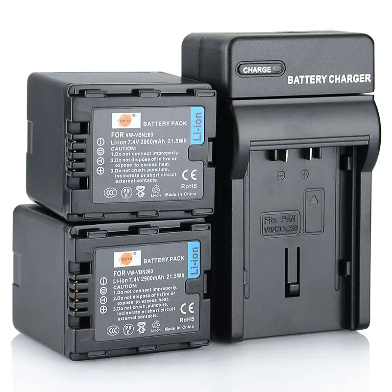 Комплект 2900 мАч 7,4 V VW-VBN260 VBN260 VW-VBN130 VBN130 DSTE батарея камеры DSLR Зарядное устройство для цифрового фотоаппарата Panasonic TM900 SD800 HS900 SD900 X910